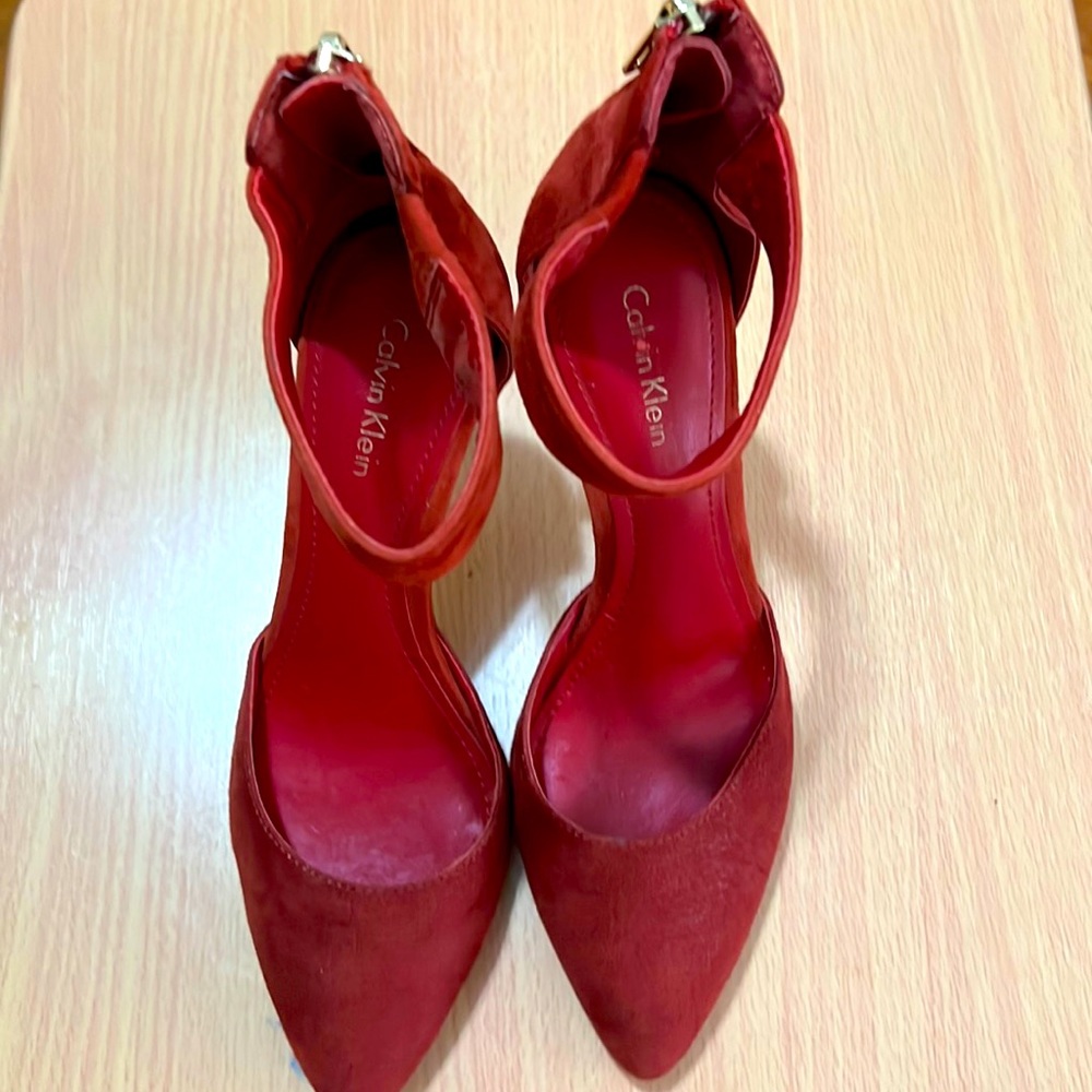 Calvin Klein High Hell pump Shoes Ankle Strap pointed toe Wedding Dress Shoes